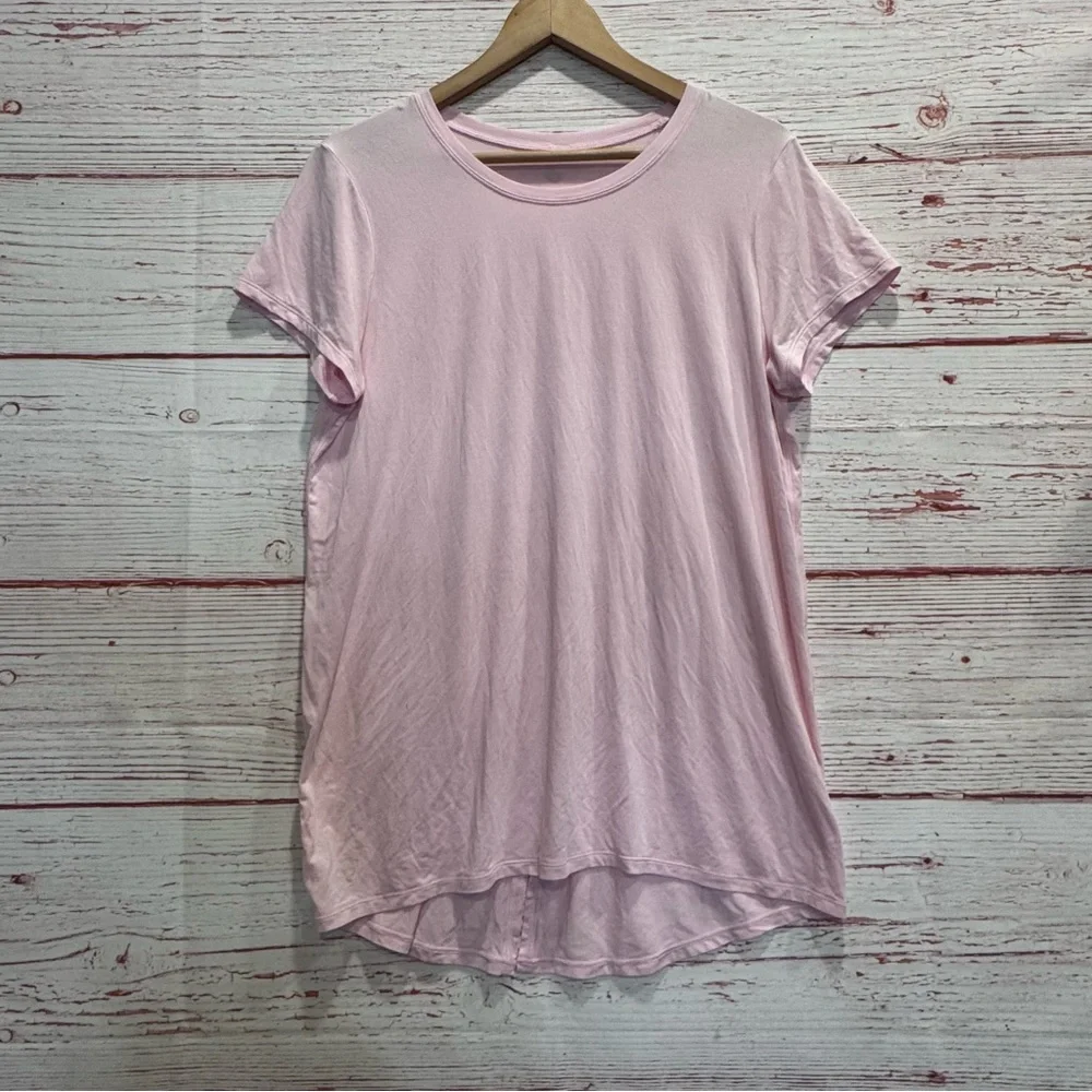 Lululemon Modal Open Up Tie Back T-Shirt in Strawberry Milkshake Sz 8
